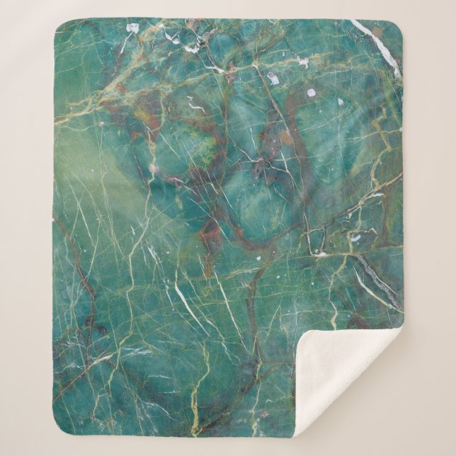 Malachite green marble texture, detail structure o sherpa blanket (Front)