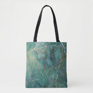 Malachite green marble texture, detail structure o tote bag
