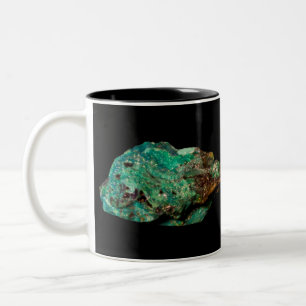 Malachite Green Mineral on Black Background Mug