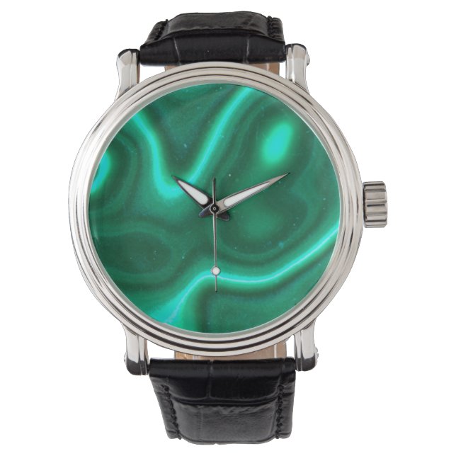 malachite green stone texture natural rock pattern watch (Front)