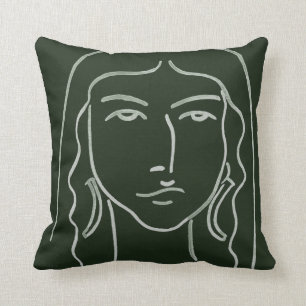 Malachite Portrait with Long Hair Cushion