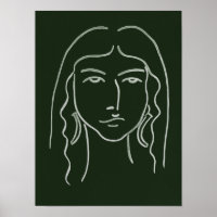 Malachite Portrait with Long Hair