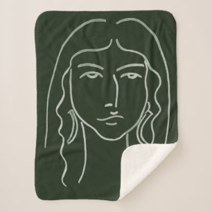 Malachite Portrait with Long Hair Sherpa Blanket