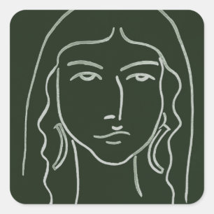 Malachite Portrait with Long Hair Square Sticker