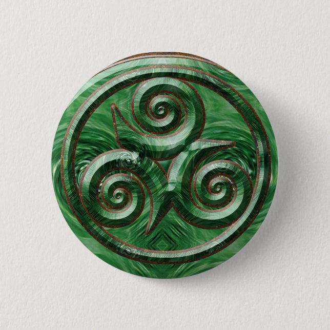 Malachite Triskel 6 Cm Round Badge (Front)