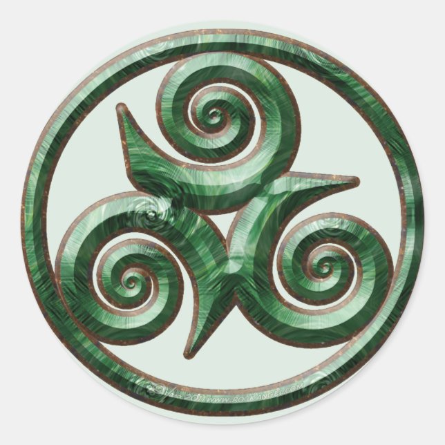 Malachite Triskel Classic Round Sticker (Front)