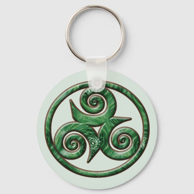 Malachite Triskel Key Ring (Front)