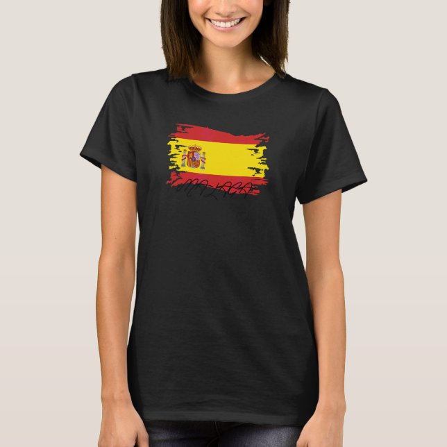 Malaga Andalusia Spain Flag España Hispania Iberia T-Shirt (Front)