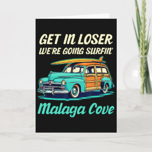 Malaga Cove California Surf Girl Women Men Vintage Card