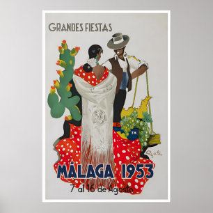 Malaga Festival Art Vintage Spanish Fiesta Print