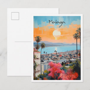 Malaga Spain Art Travel Postcard