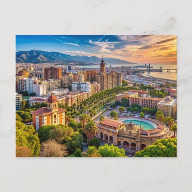 Malaga Spain Cityscape  Postcard (Front)