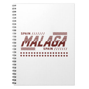 Malaga Spain Modern Urban Typography Design Notebook