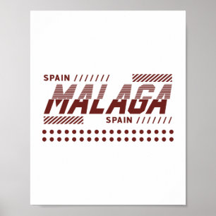 Malaga Spain Modern Urban Typography Design Poster