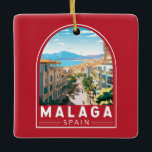 Malaga Spain Travel Art Vintage Ceramic Ornament<br><div class="desc">Málaga retro vector travel design. Nestled along the sun-kissed shores of southern Spain,  Malaga beckons travelers with its captivating blend of rich history,  vibrant culture,  and breathtaking natural beauty.</div>