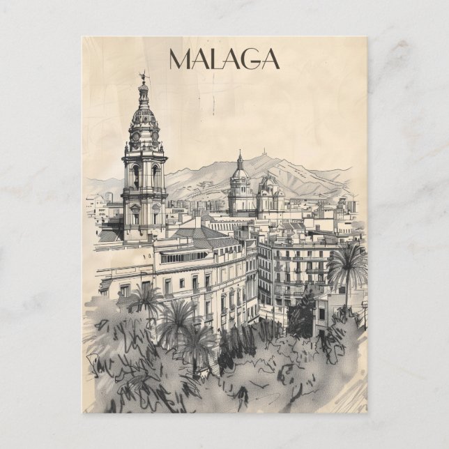 Malaga Spain Travel Postcard (Front)