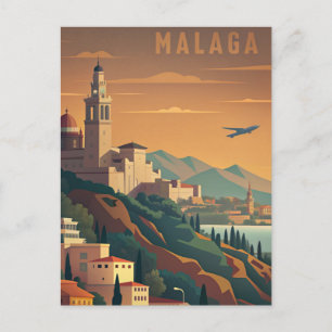 Malaga Spain vintage travel Postcard
