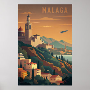 Malaga Spain vintage travel Poster