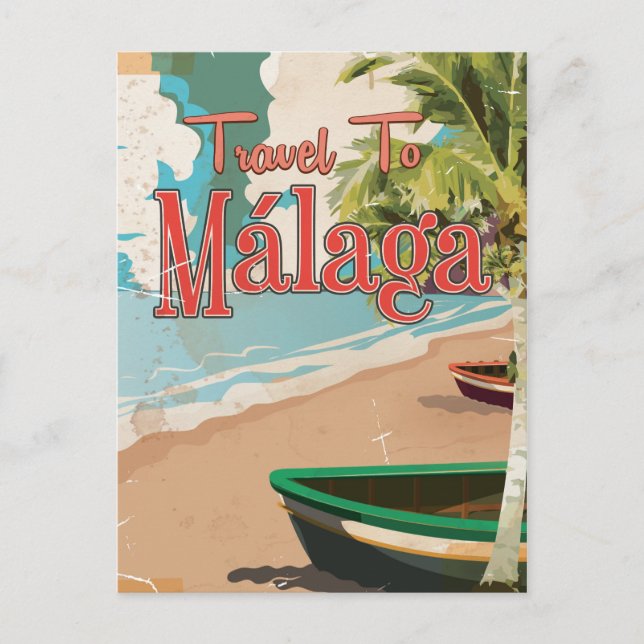 Málaga,Spain Vintage vacation Poster Postcard (Front)