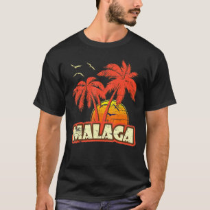 Malaga Summer Palm Trees 80s Beach Sunset T-Shirt