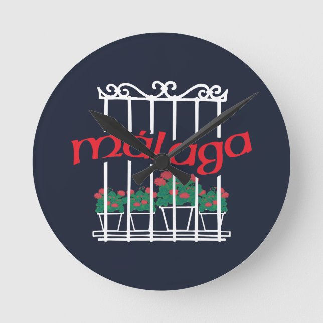 Malaga, window with flowers round clock (Front)