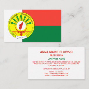 Malagasy Flag & Seal, Flag of Madagascar Business Card