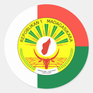 Malagasy Flag & Seal, Flag of Madagascar Classic Round Sticker