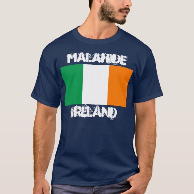 Malahide, Ireland with Irish flag T-Shirt (Front)