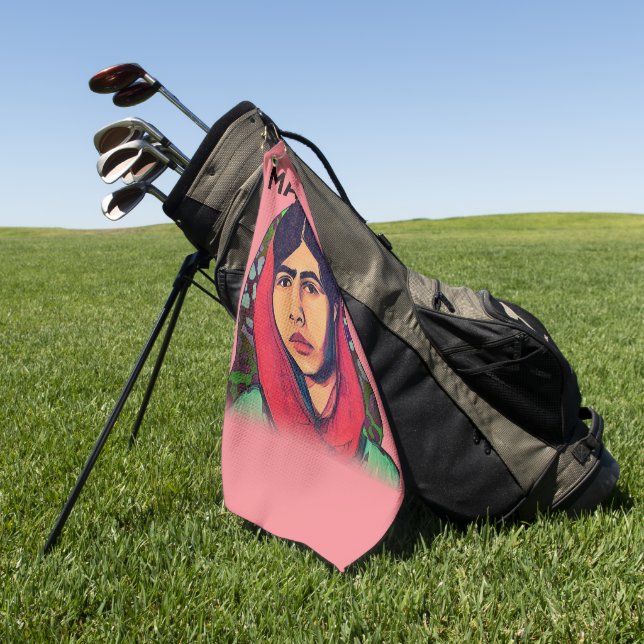 Malala Yousafzai, Inspirational Feminist Art Golf Towel (Green)