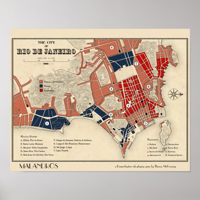 Malandros Rio de Janeiro poster map (Front)