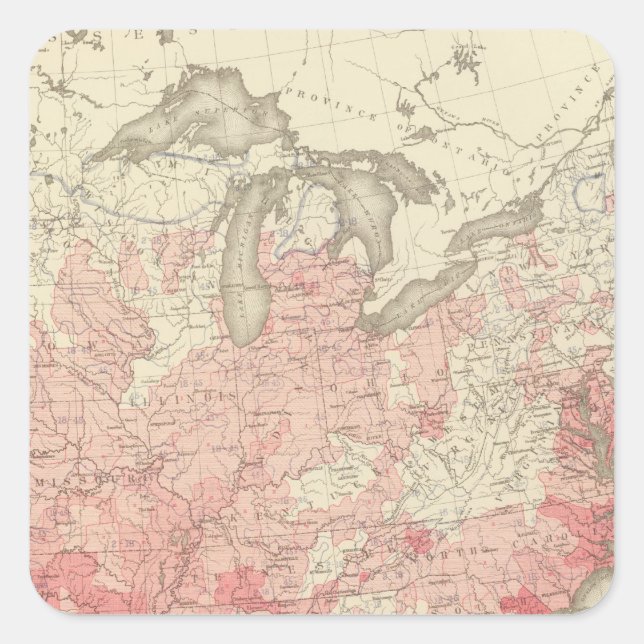 Malarial Deaths, Statistical US Lithograph Square Sticker (Front)