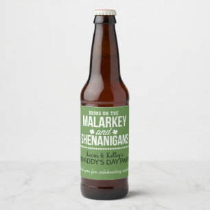 Malarkey & Shenanigans Beer Bottle Labels