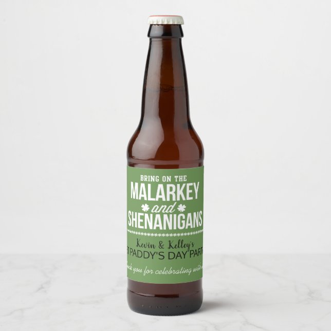 Malarkey & Shenanigans Beer Bottle Labels (Front)