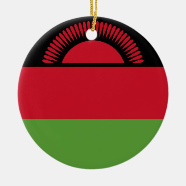 Malawi flag ceramic tree decoration (Front)