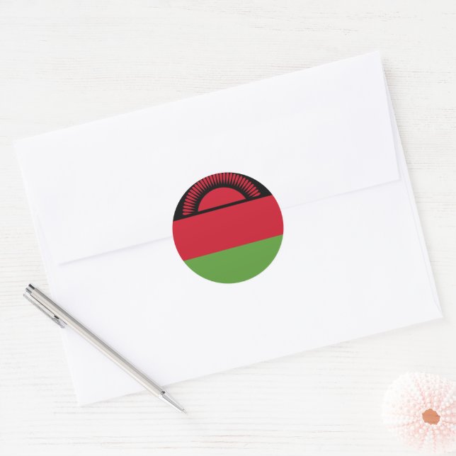 Malawi flag classic round sticker (Envelope)