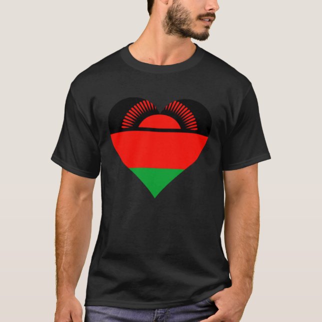 Malawi Flag Heart Malawi Gifts Love Malawi T-Shirt (Front)