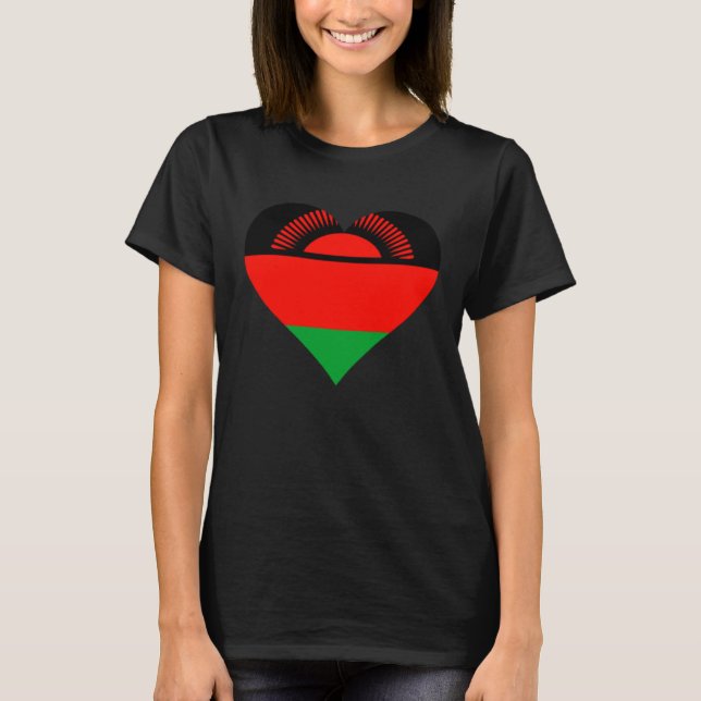 Malawi Flag Heart Malawi Gifts Love Malawi T-Shirt (Front)
