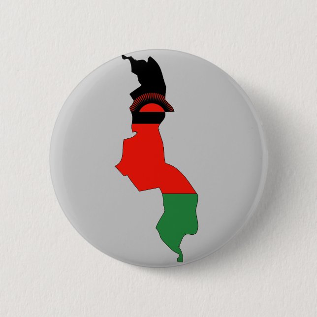 Malawi flag map 6 cm round badge (Front)
