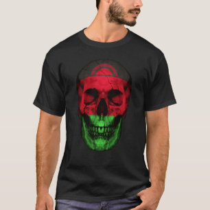 Malawi Flag Skull Malawian Roots Proud Patriotic T-Shirt