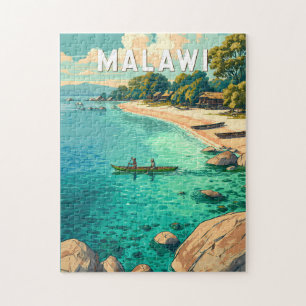 Malawi Illustration Travel Art Vintage Jigsaw Puzzle