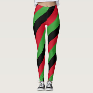 Malawi National Flag Colours Diagonal Striped Leggings