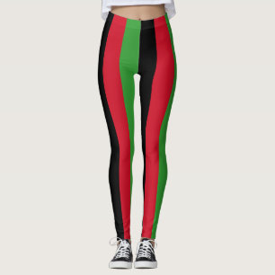Malawi National Flag Colours Vertical Striped Leggings