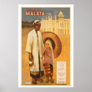 Malaya Kuala Lumpur Railway Vintage Travel Poster