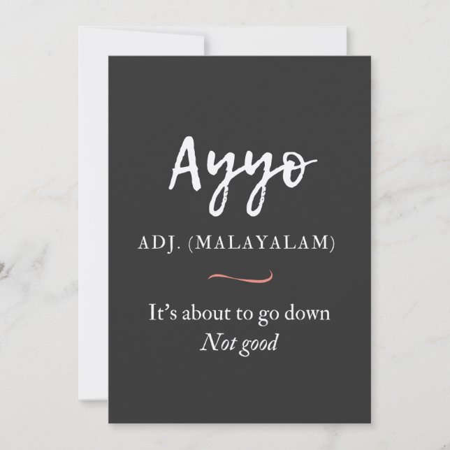 malayalam tshirt ayyo definition invitation (Front)