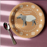 Malayan or Asian Tapir Custom Message Paper Plate<br><div class="desc">These paper plates are ready to be personalised with your own custom message, and they're perfect for fans of Malayan or Asian Tapirs and other wild animals. These plates feature my illustration of a Malayan Tapir in grey and cream in the centre surrounded by decorative cream coloured accents against a...</div>
