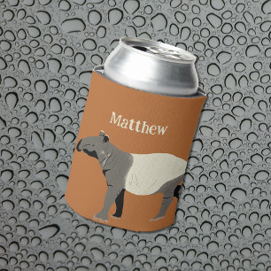 Malayan or Asian Tapir Illustration Personalized Can Cooler