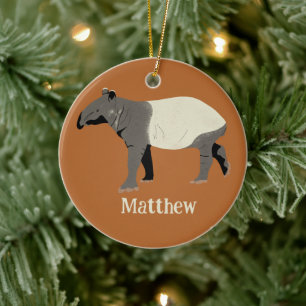 Malayan or Asian Tapir Personalised Dated Ceramic Tree Decoration