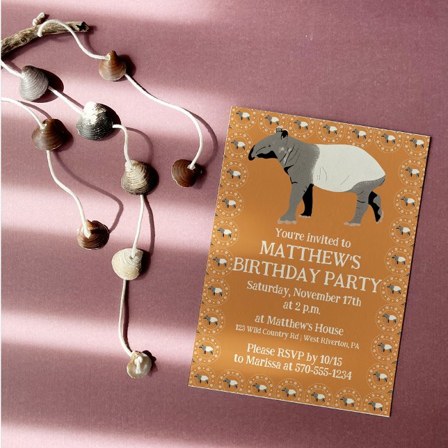 Malayan Tapir Custom Birthday Party Invitation (Creator Uploaded)