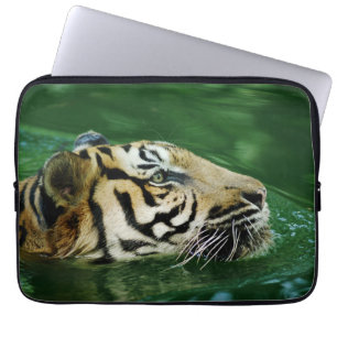 Malayan Tiger Swimming Headshot Laptop Sleeve