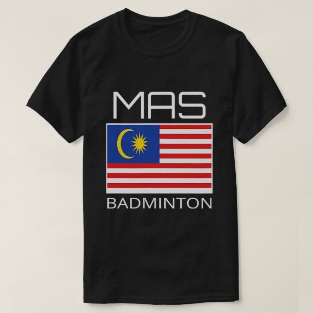Malaysia Badminton Team Malaysian Athlete MAS Flag T-Shirt (Design Front)